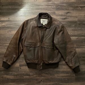 Vintage John Ashford Brown leather bomber jacket